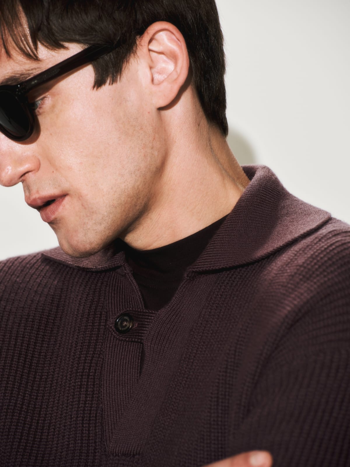 Maglia a Polo Over Fit in Lana Merino a Costa Inglese Prugna Maglia A Polo Paolo Pecora