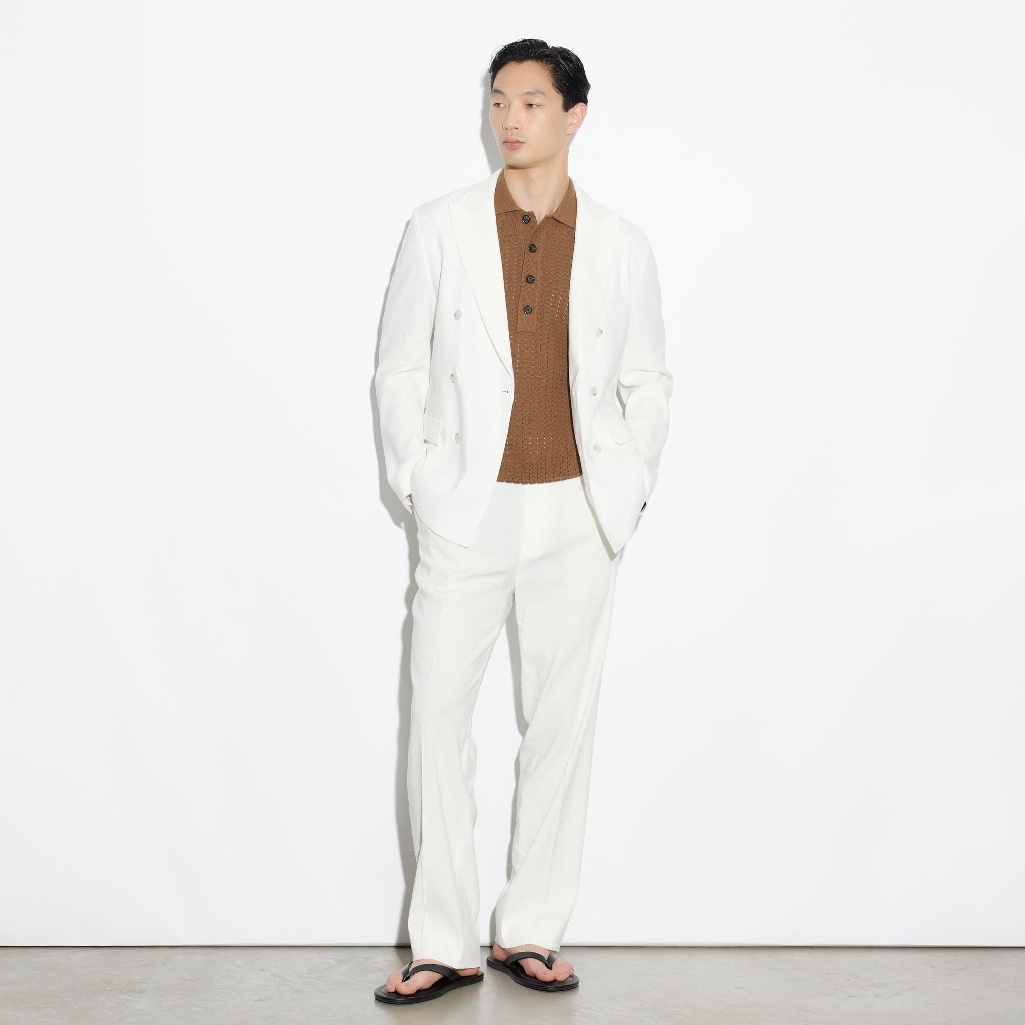 Maglia a Polo Traforata in Cotone Nocciola Maglia A Polo Paolo Pecora