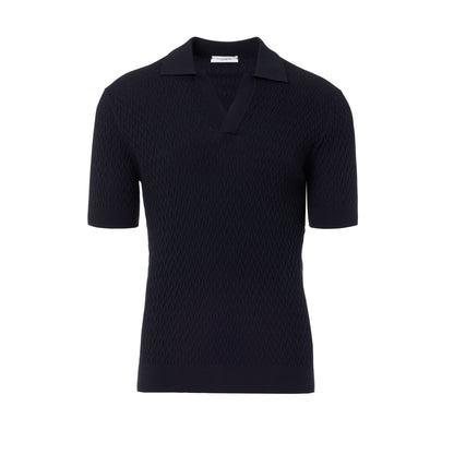 Polo in Maglia a Maniche Corte in Cotone Crepe Extrafine Nero Maglia A Polo Paolo Pecora