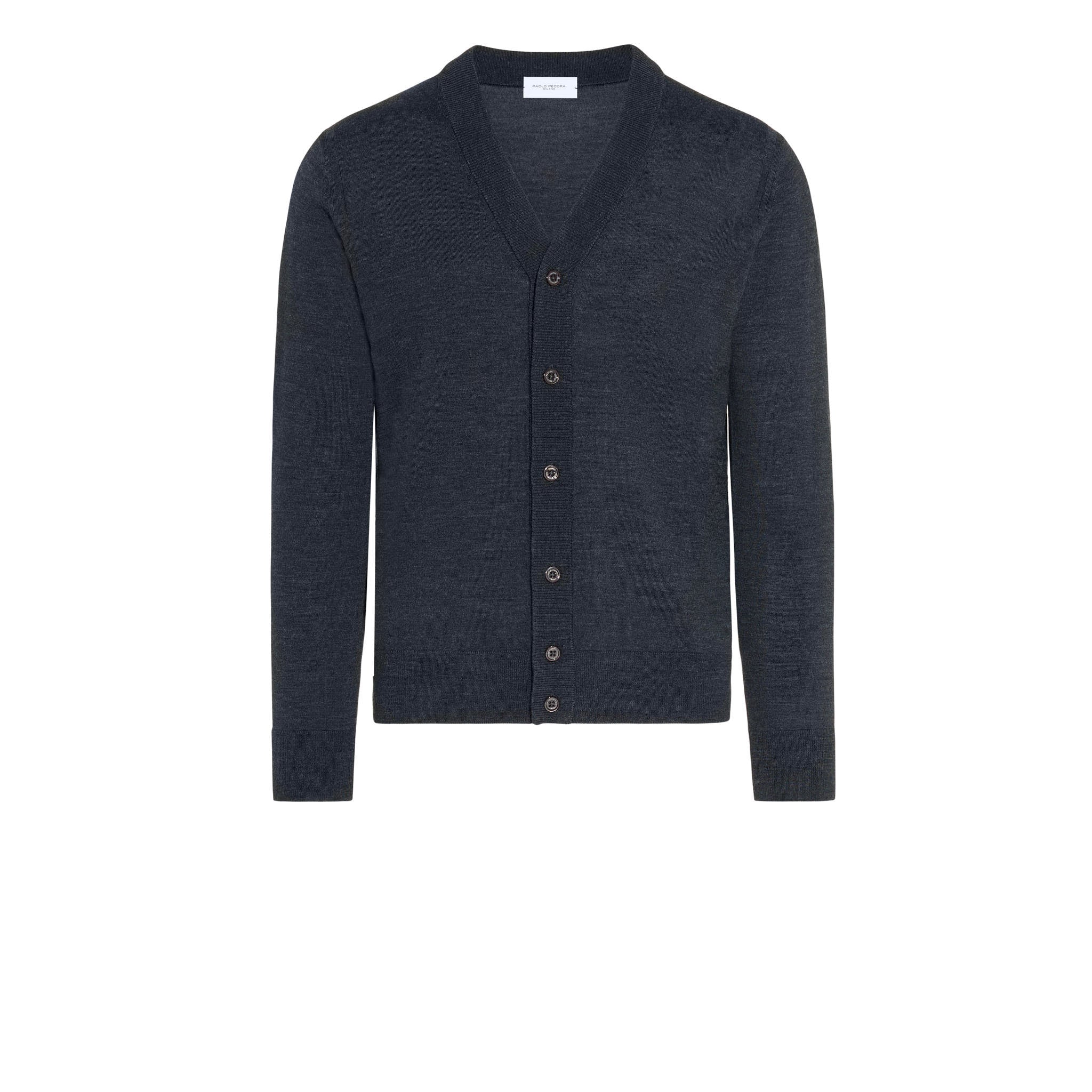 Cardigan Antracite Melange Maglia Cardigan Paolo Pecora