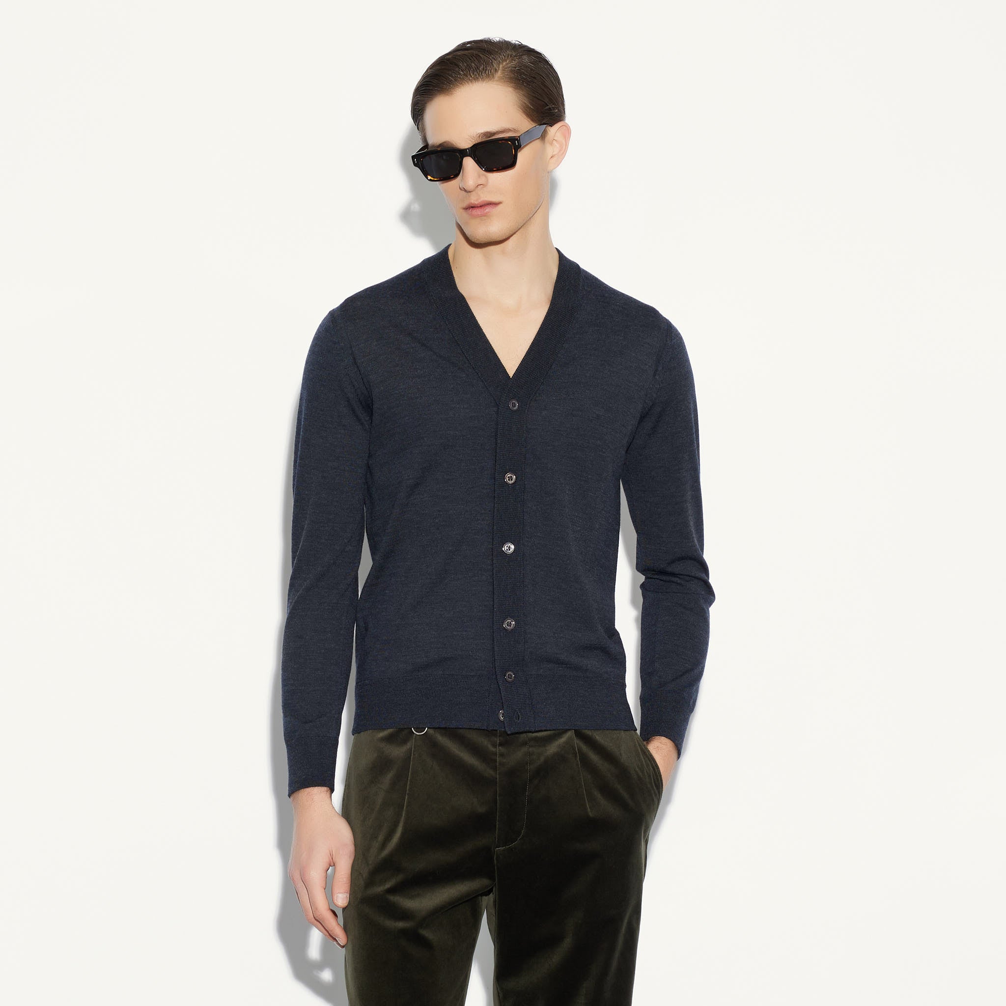 Cardigan Antracite Melange Maglia Cardigan Paolo Pecora
