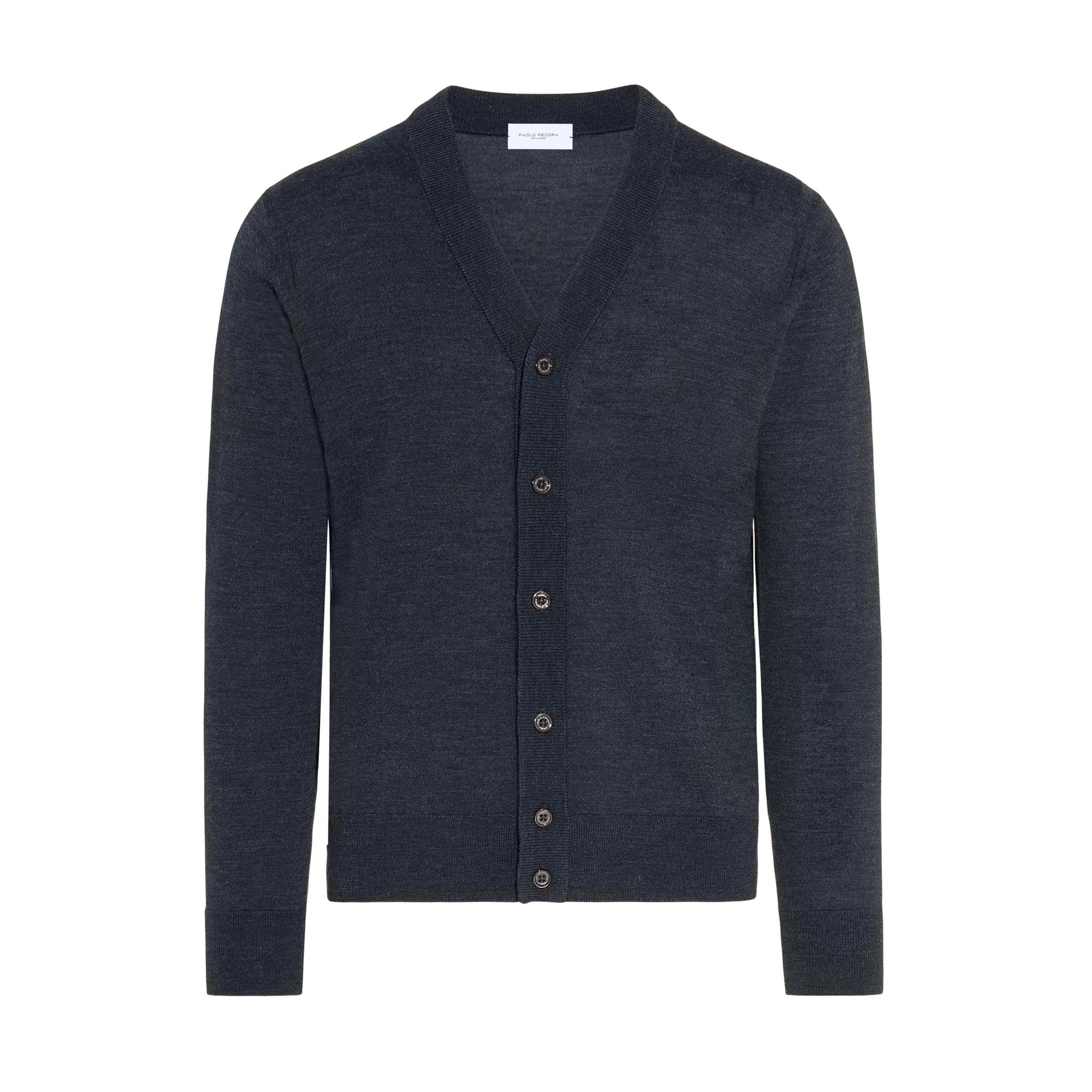 Cardigan Antracite Melange Maglia Cardigan Paolo Pecora