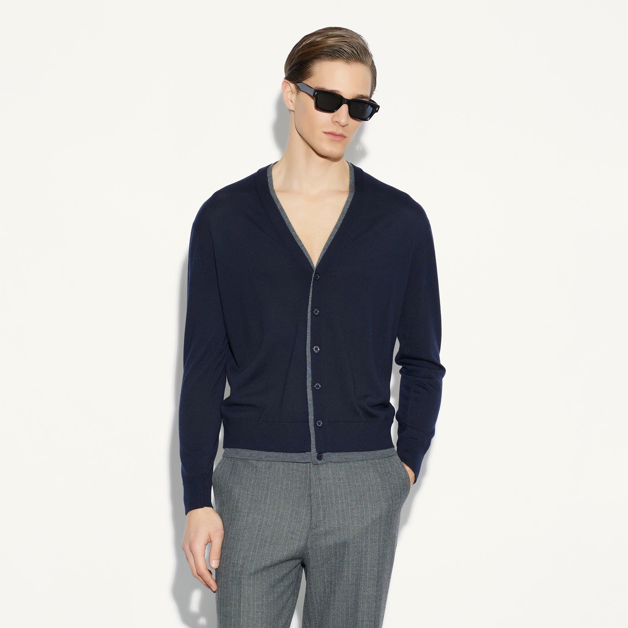 Cardigan Blu Maglia Cardigan Paolo Pecora