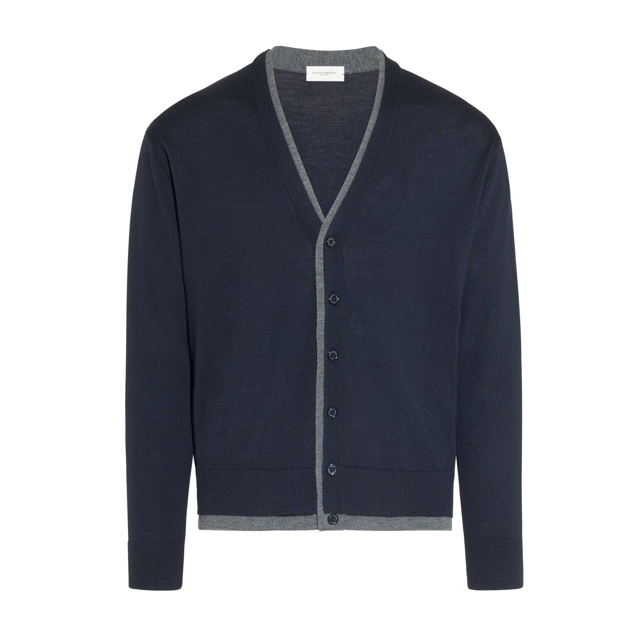 Cardigan Blu Maglia Cardigan Paolo Pecora