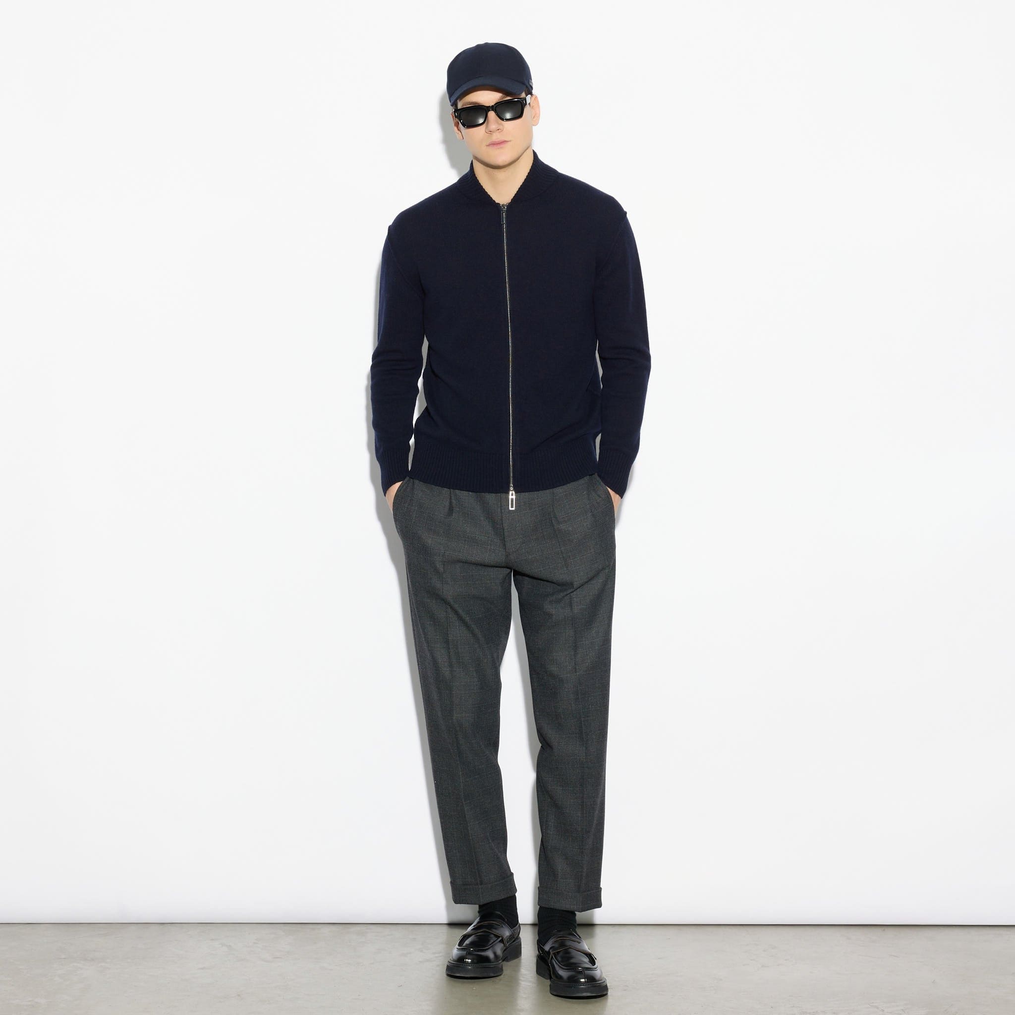 Cardigan con Zip Blu Maglia Cardigan Paolo Pecora