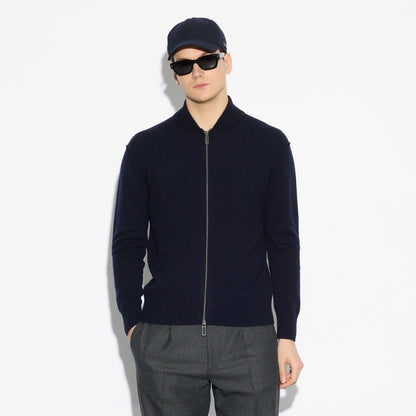 Cardigan con Zip Blu Maglia Cardigan Paolo Pecora