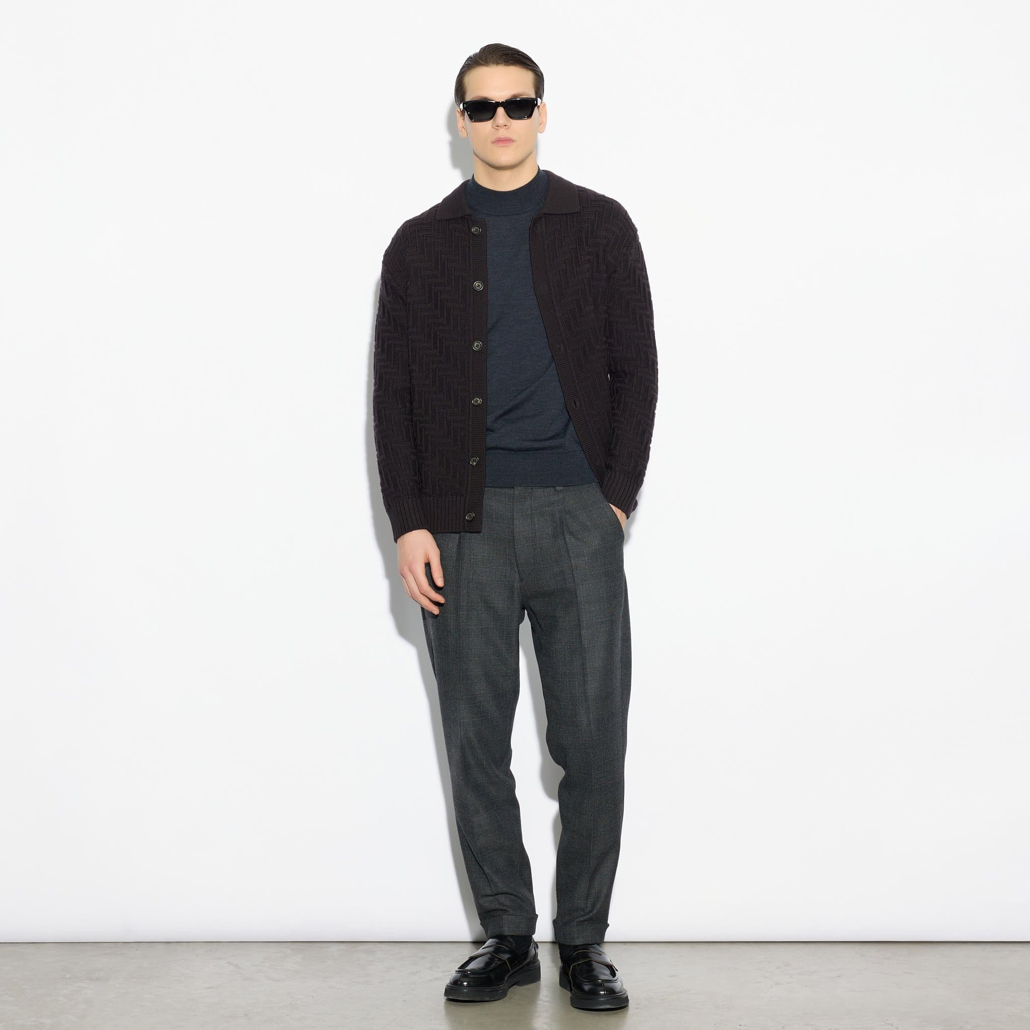 Cardigan Marrone Maglia Cardigan Paolo Pecora
