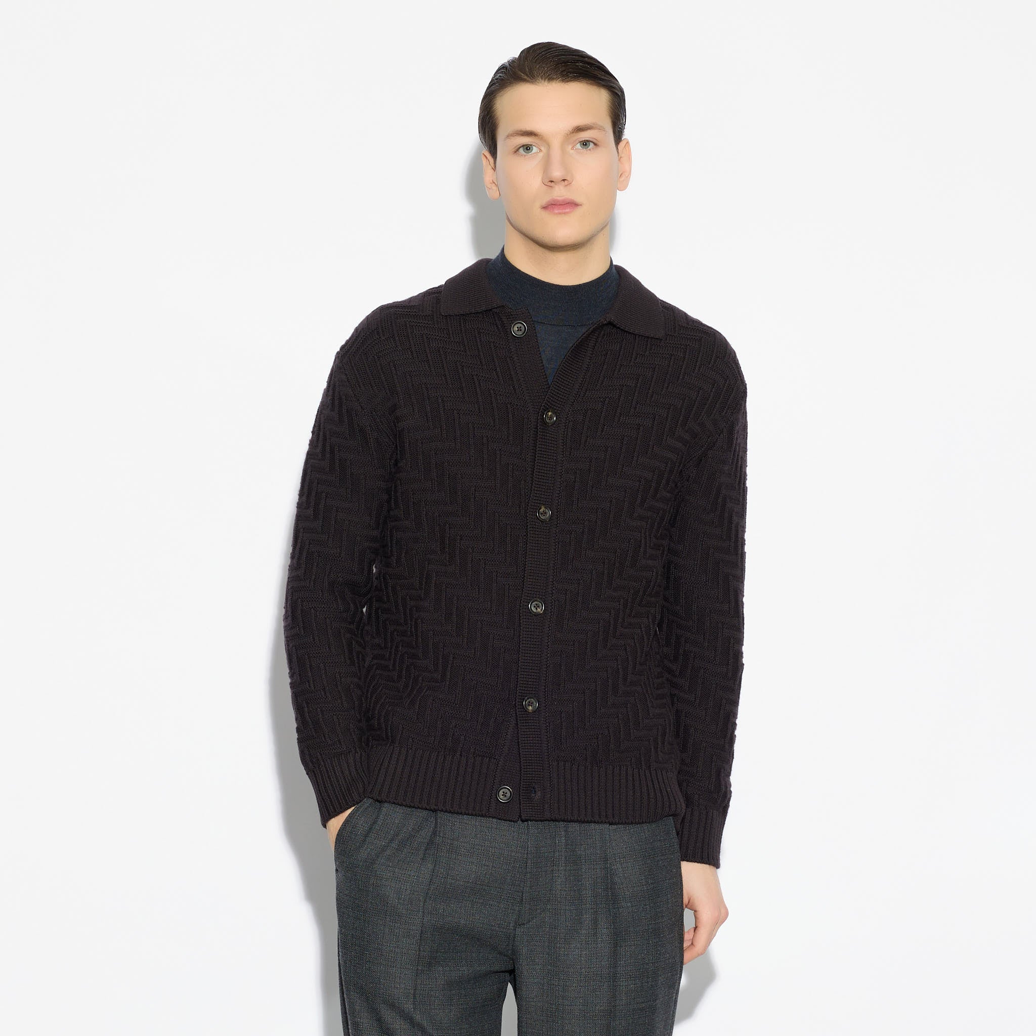 Cardigan Marrone Maglia Cardigan Paolo Pecora