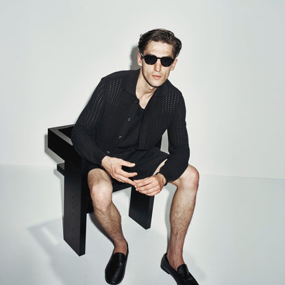 Maglia Cardigan in Cotone Traforato Nero Maglia Cardigan Paolo Pecora