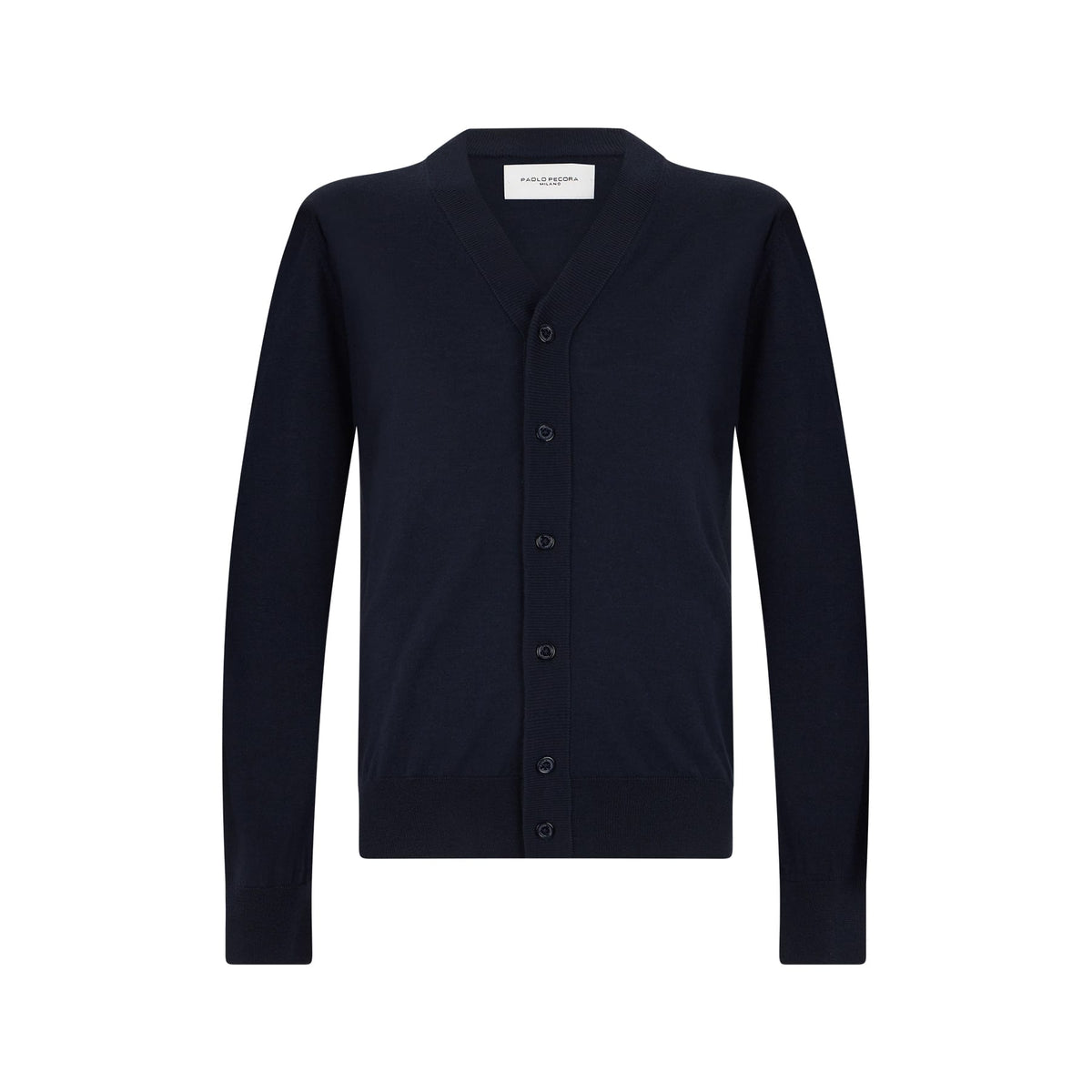 Maglia Cardigan in Lana Merino Extrafine con Bottoni Blu Maglia Cardigan Paolo Pecora