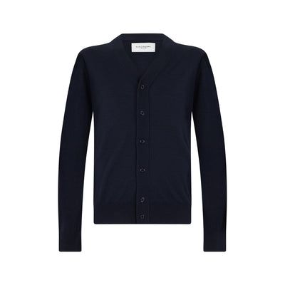 Maglia Cardigan in Lana Merino Extrafine con Bottoni Blu Maglia Cardigan Paolo Pecora