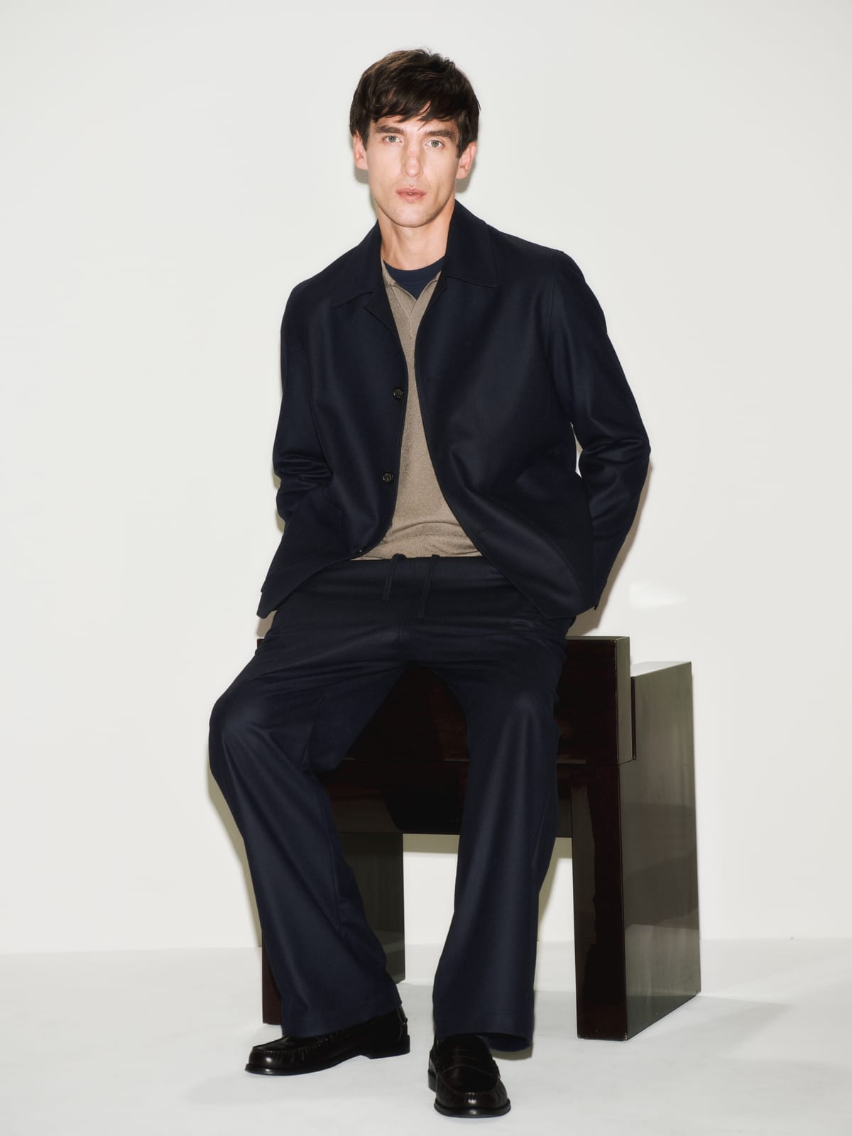 Maglia Cardigan Over Fit in Lana Merino a Costa Inglese Blu Maglia Cardigan Paolo Pecora