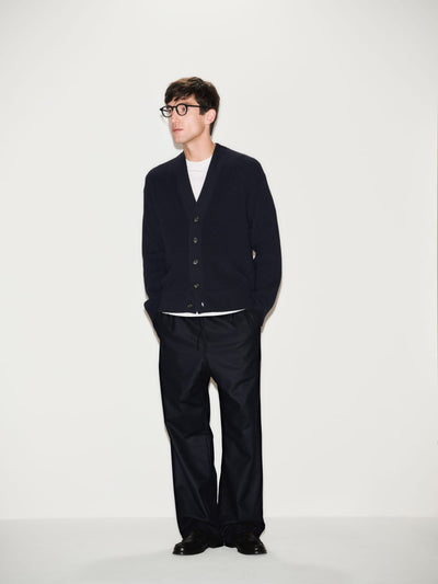 Maglia Cardigan Over Fit in Lana Merino a Costa Inglese Blu Maglia Cardigan Paolo Pecora