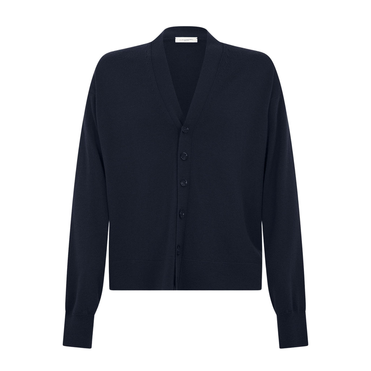 Maglia Cardigan Over Fit in Lana Merino Extrafine Blu Maglia Cardigan Paolo Pecora