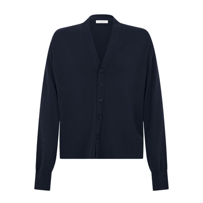 Maglia Cardigan Over Fit in Lana Merino Extrafine Blu Maglia Cardigan Paolo Pecora