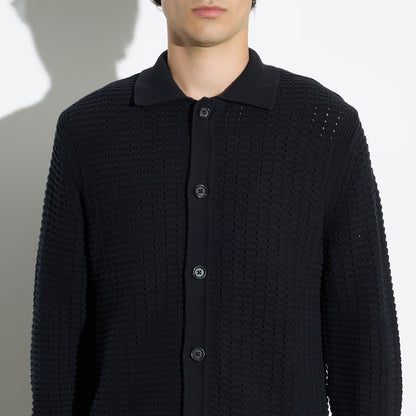 Maglia Cardigan Traforata in Cotone Nero Maglia Cardigan Paolo Pecora