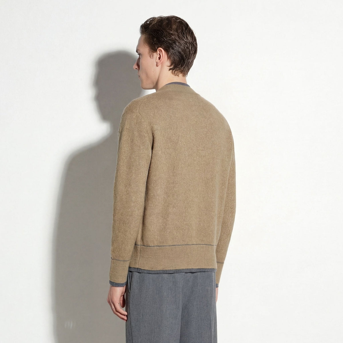 Maglia Cardigan Unito Bianco Grigio Maglia Cardigan Paolo Pecora