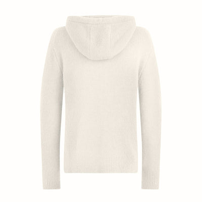 Maglia con Cappuccio Loose Fit in Misto Lana Merino Latte Maglia Con Cappuccio Paolo Pecora