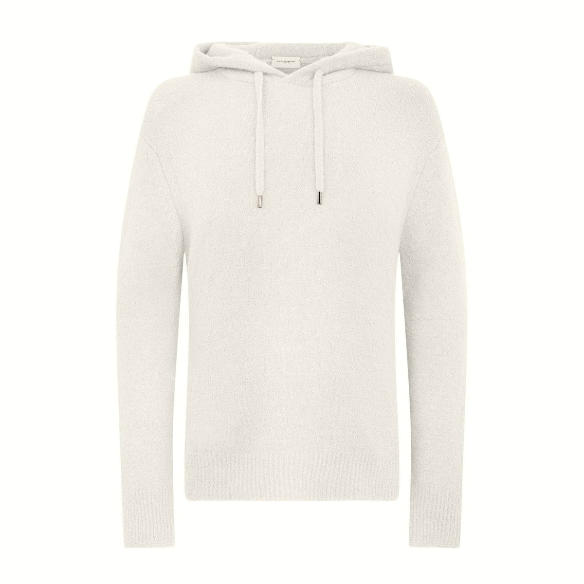 Maglia con Cappuccio Loose Fit in Misto Lana Merino Latte Maglia Con Cappuccio Paolo Pecora