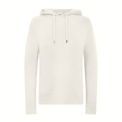 Maglia con Cappuccio Loose Fit in Misto Lana Merino Latte Maglia Con Cappuccio Paolo Pecora