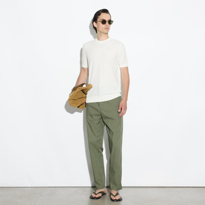 Maglia Girocollo a Maniche Corte in Cotone Lavorato Panna Maglia Girocollo Paolo Pecora