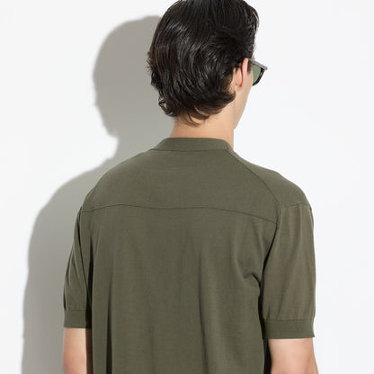 Maglia Girocollo a Maniche Corte in Cotone Verde Scuro Maglia Girocollo Paolo Pecora