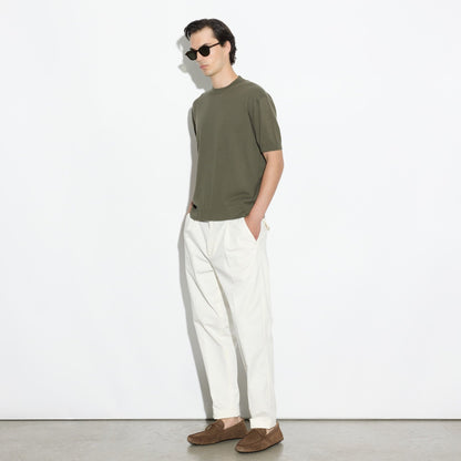 Maglia Girocollo a Maniche Corte in Cotone Verde Scuro Maglia Girocollo Paolo Pecora