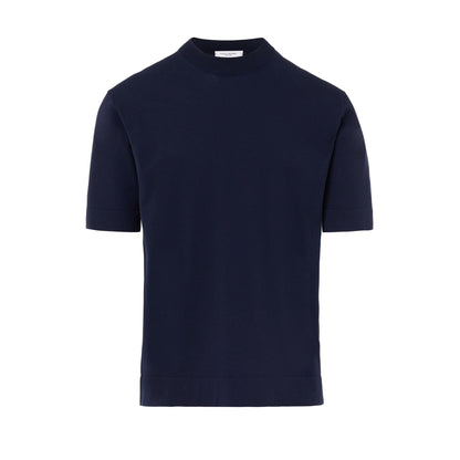 Maglia Girocollo a Maniche Corte in Puro Cotone Extrafine Blu Navy Maglia Girocollo Paolo Pecora