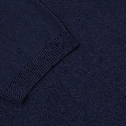 Maglia Girocollo a Maniche Corte in Seta Cotone Blu Navy Maglia Girocollo Paolo Pecora