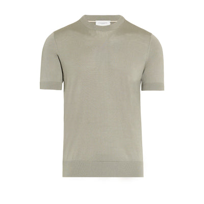 Maglia Girocollo a Maniche Corte in Seta Cotone Militare Maglia Girocollo Paolo Pecora