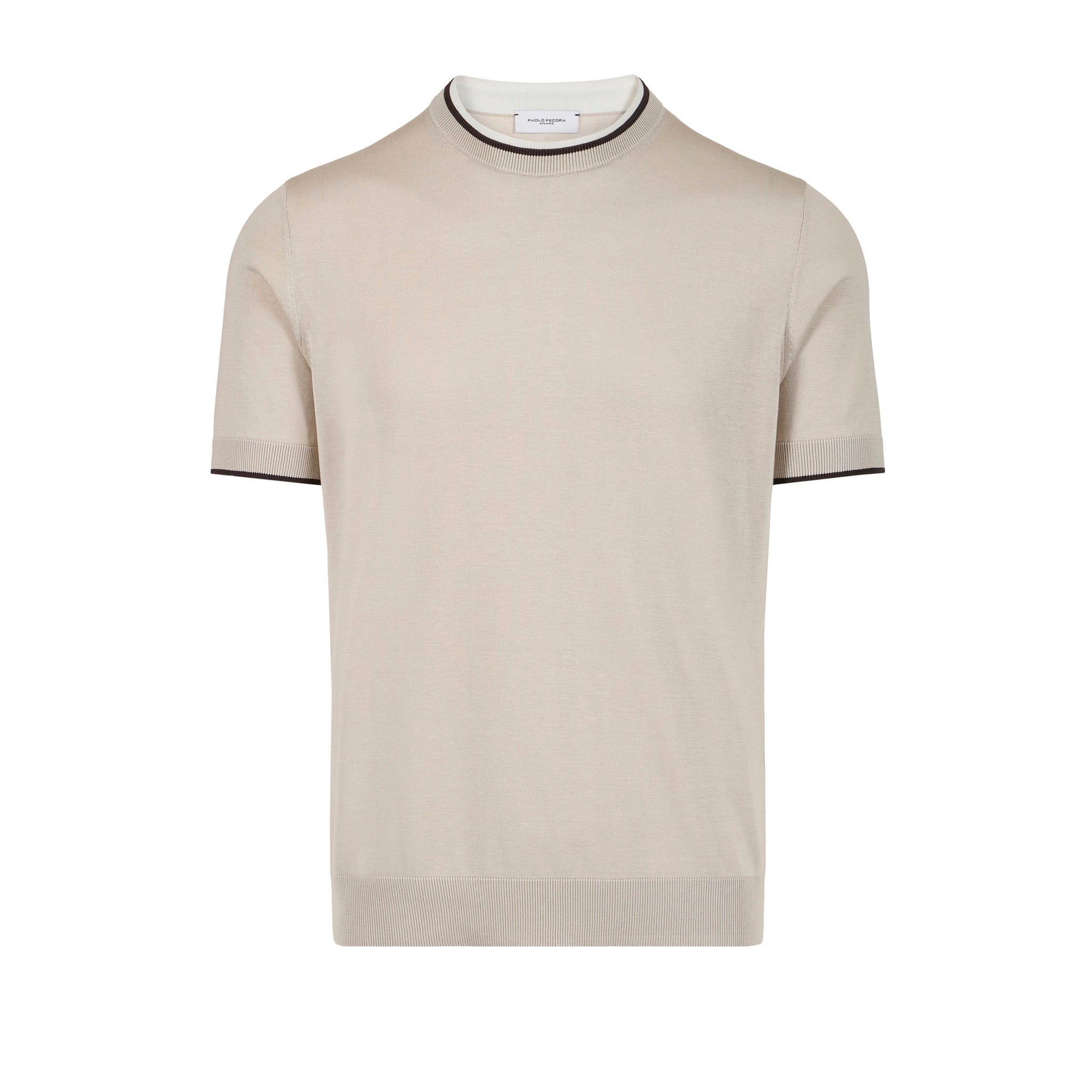 Maglia Girocollo Beige Maglia Girocollo Paolo Pecora
