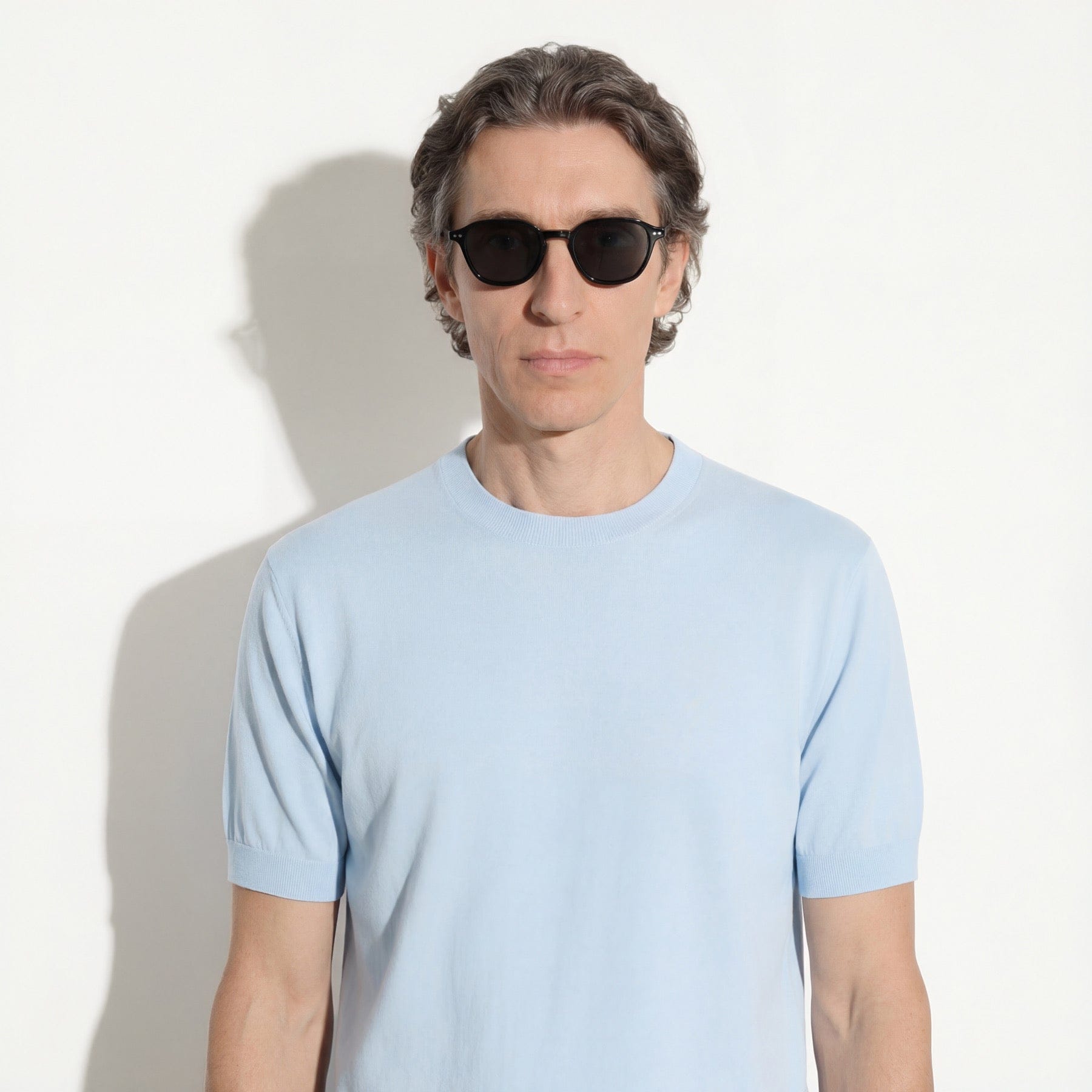 Maglia Girocollo in Cotone Azzurro Maglia Girocollo Paolo Pecora