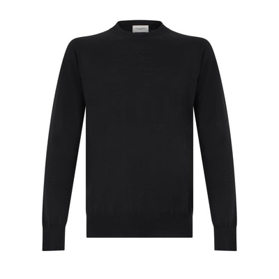 Maglia Girocollo in Lana Merino Extrafine Nero Maglia Girocollo Paolo Pecora