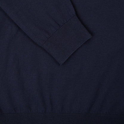 Maglia Girocollo in Puro Cotone Extrafine Blu Navy Maglia Girocollo Paolo Pecora