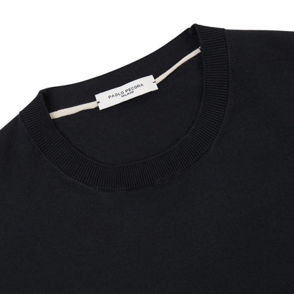 Maglia Girocollo in Puro Cotone Extrafine Nero Maglia Girocollo Paolo Pecora