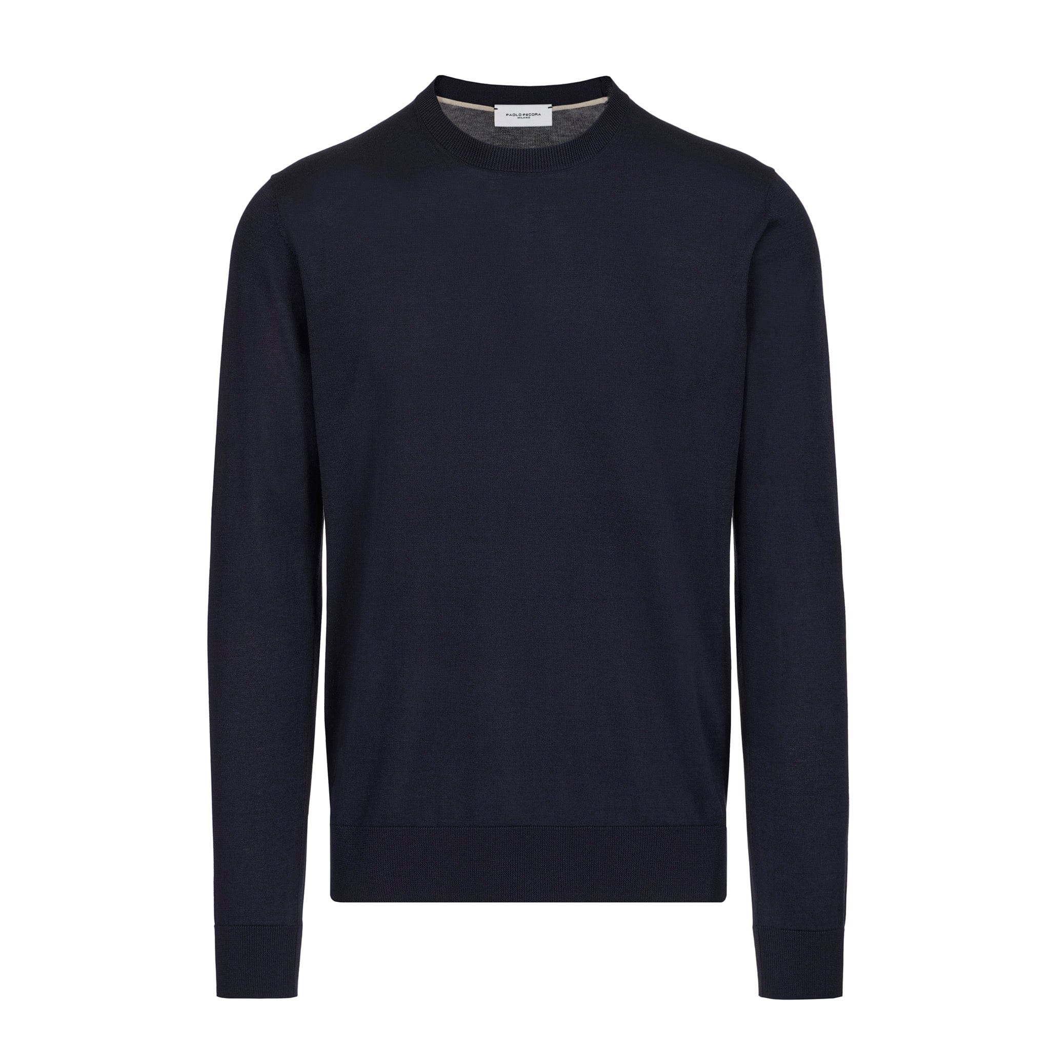 Maglia Girocollo in Seta Cotone Blu Maglia Girocollo Paolo Pecora