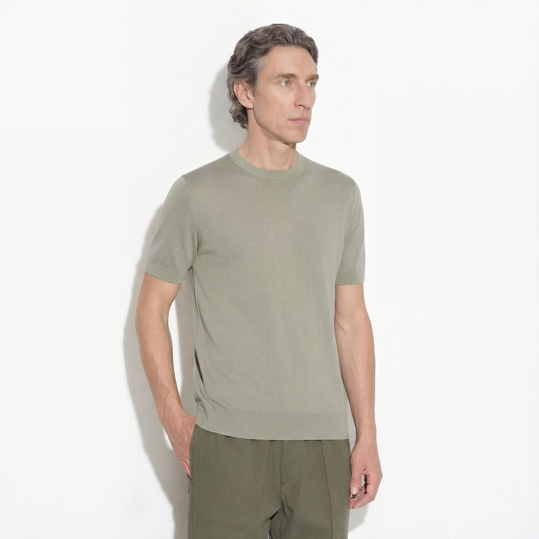 Maglia Girocollo in Seta Cotone Militare Maglia Girocollo Paolo Pecora