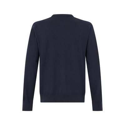 Maglia Girocollo Loose Fit in Lana Merino Extrafine Blu e Latte Maglia Girocollo Paolo Pecora