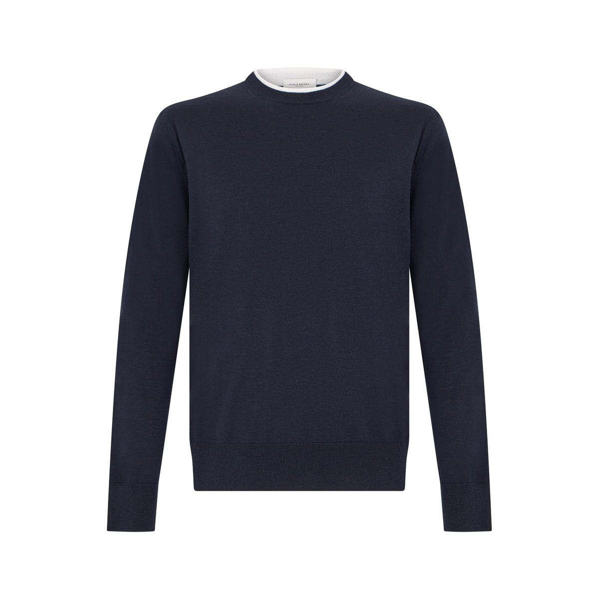 Maglia Girocollo Loose Fit in Lana Merino Extrafine Blu e Latte Maglia Girocollo Paolo Pecora