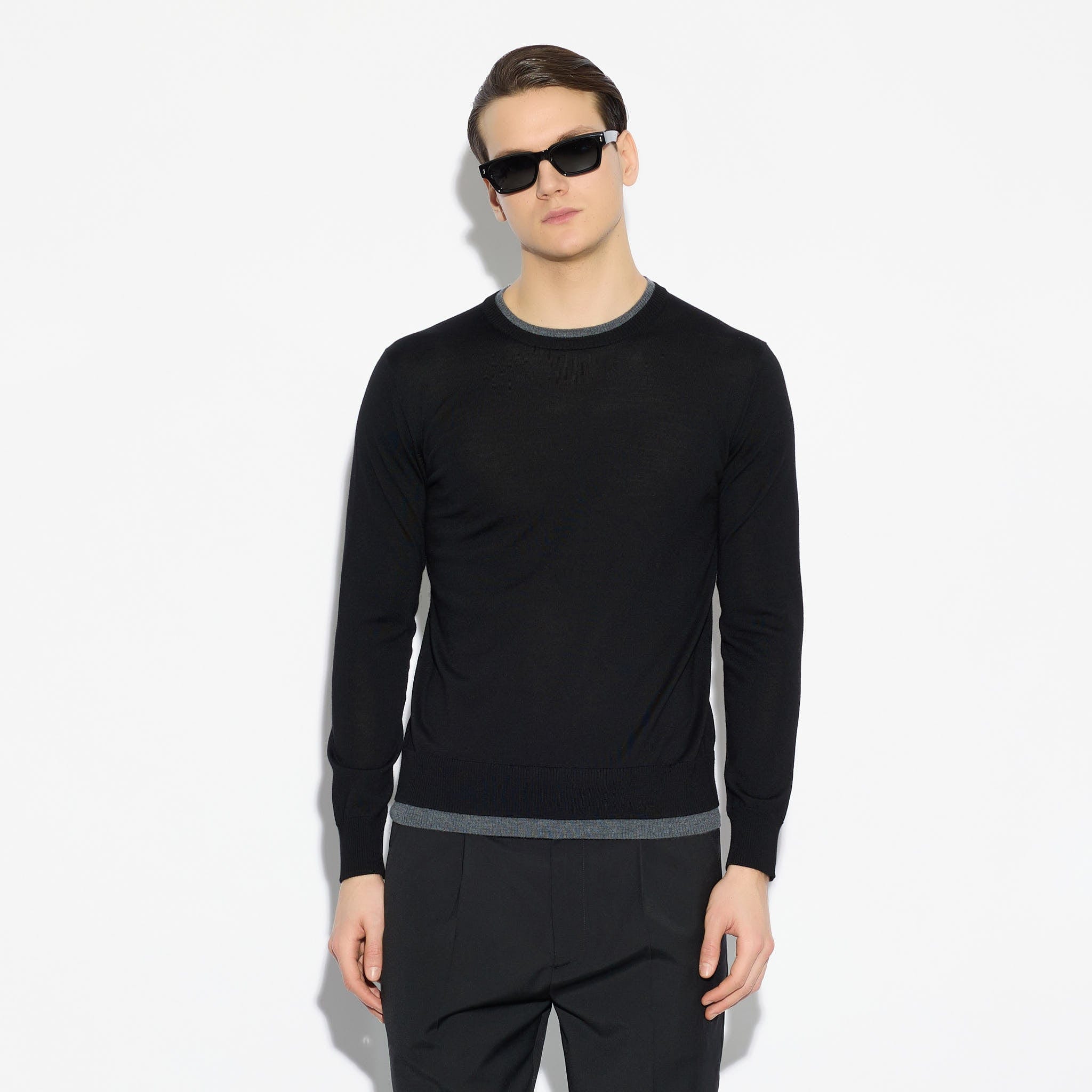 Maglia Girocollo Nero Maglia Girocollo Paolo Pecora
