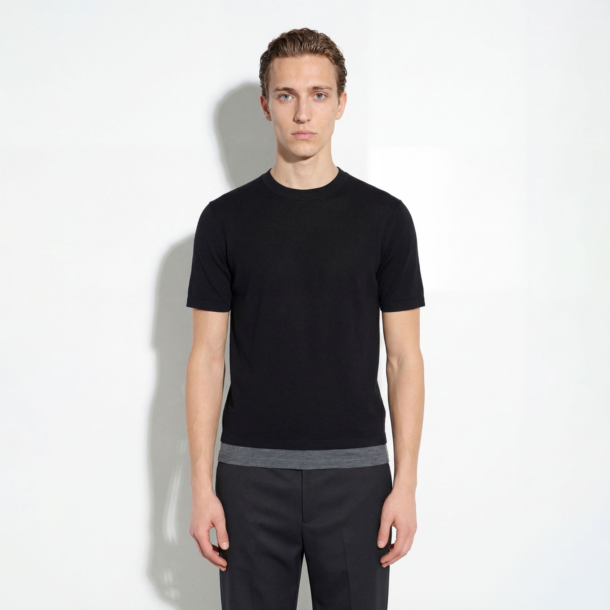 Maglia Girocollo Unito Nero Grigio Maglia Girocollo Paolo Pecora