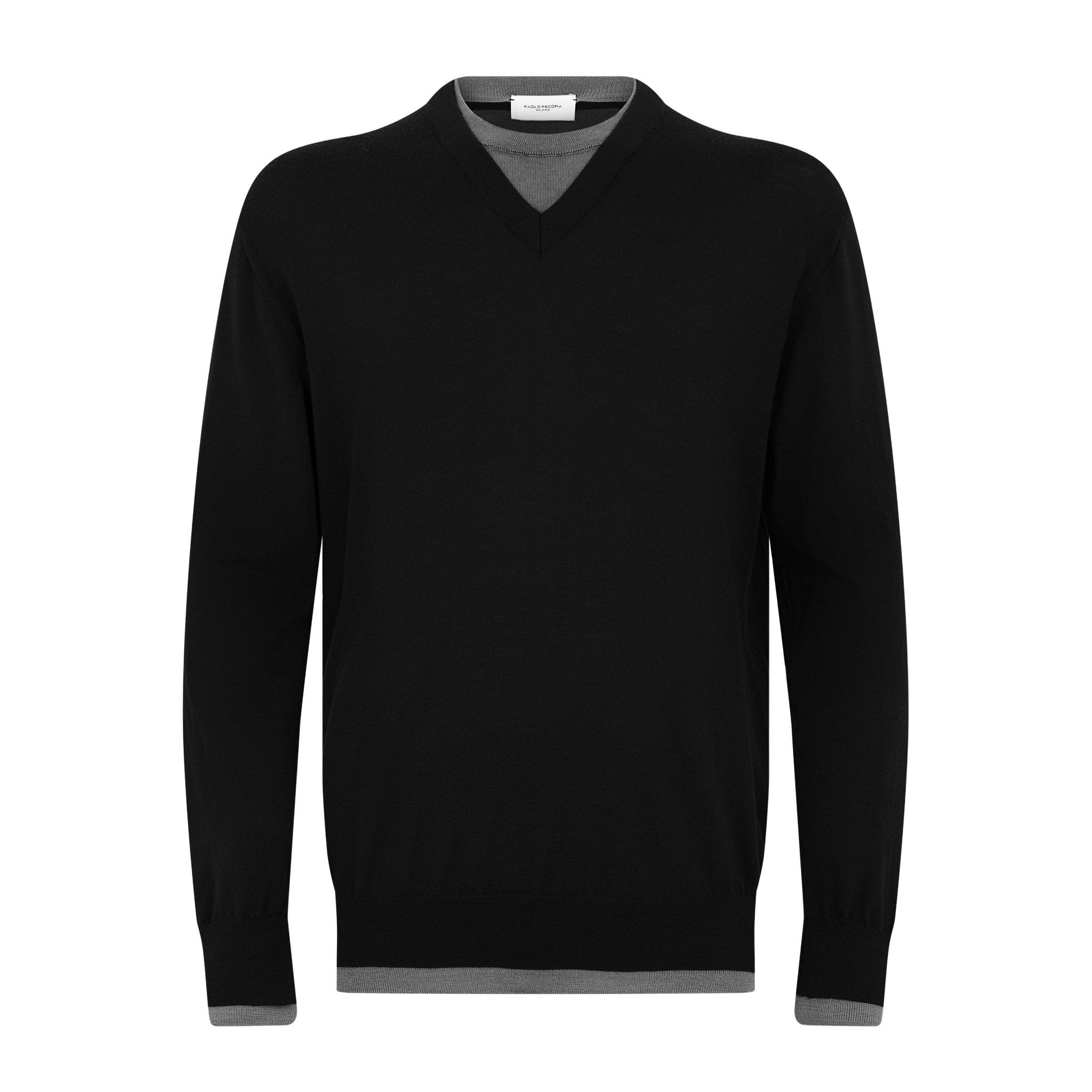 Maglia Girocollo Unito Nero Grigio Maglia Girocollo Paolo Pecora