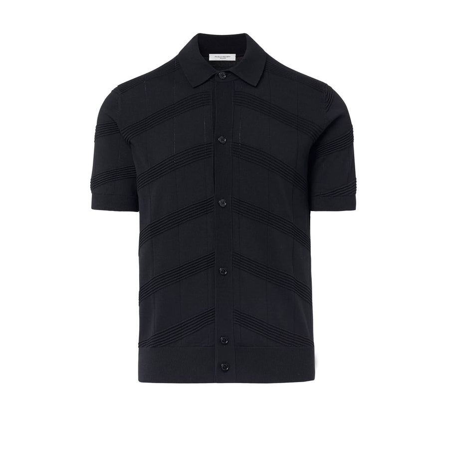 Paolo Pecora Maglia in Cotone Crepe Extrafine - Nero