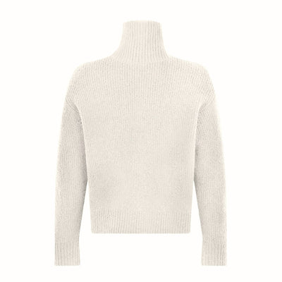 Maglia Lupetto Over Fit in Misto Lana Merino a Costa Inglese Latte Maglia Lupetto Paolo Pecora