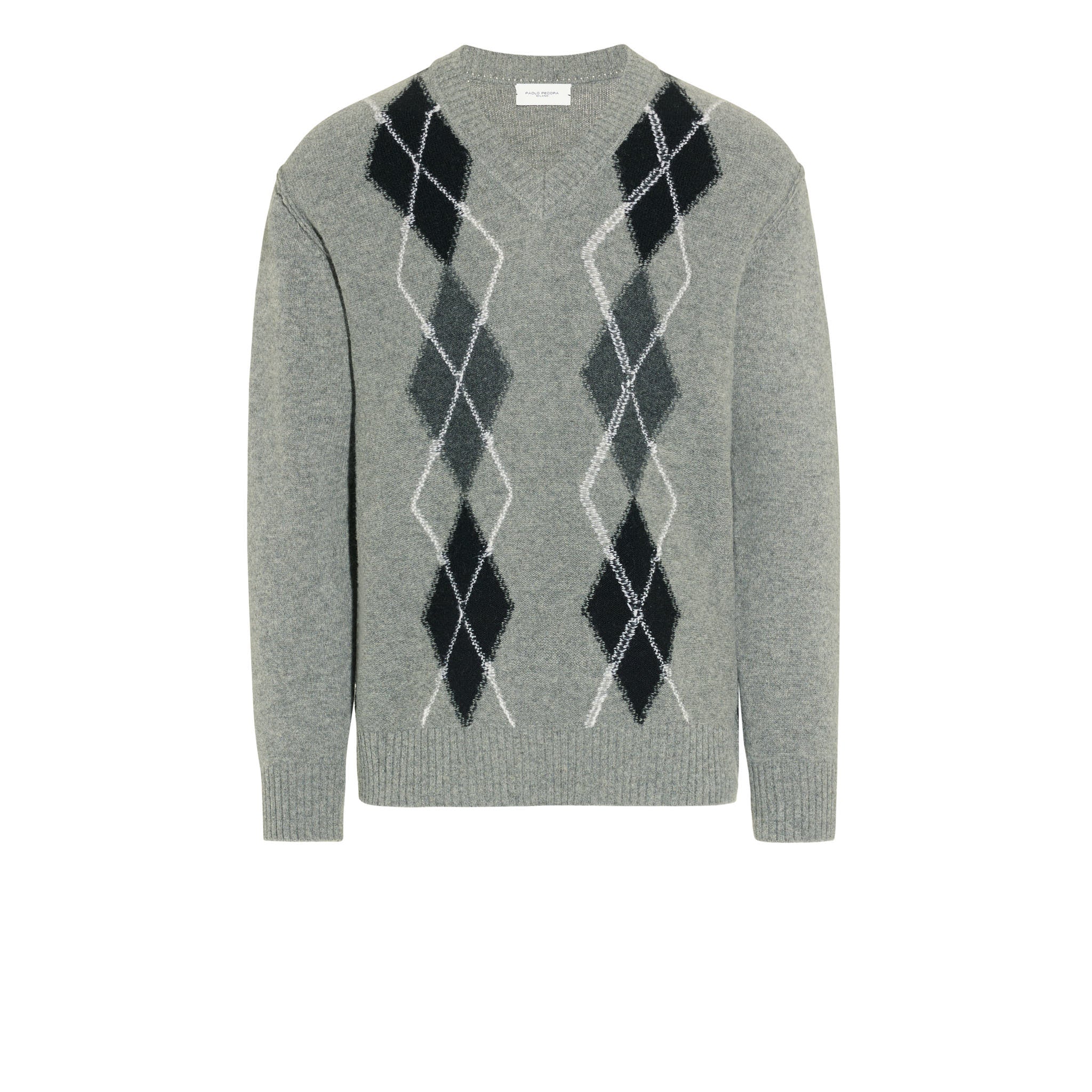 Maglia Pullover Motivo Argyle Grigio Maglia Pullover Paolo Pecora