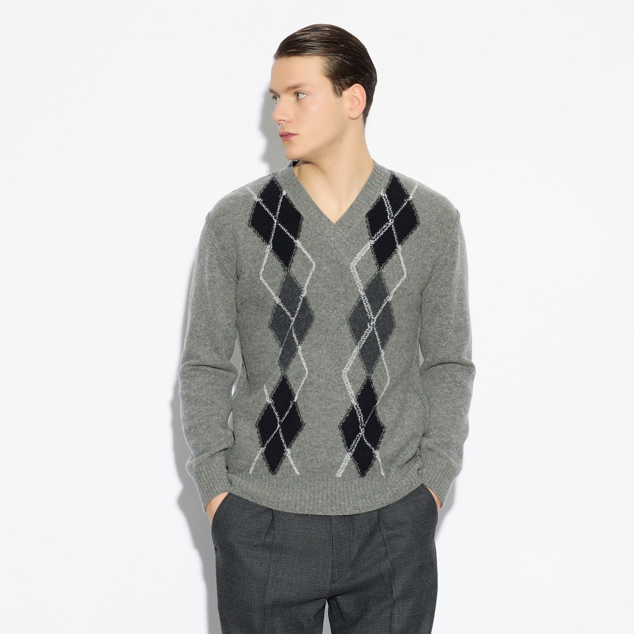 Maglia Pullover Motivo Argyle Grigio Maglia Pullover Paolo Pecora