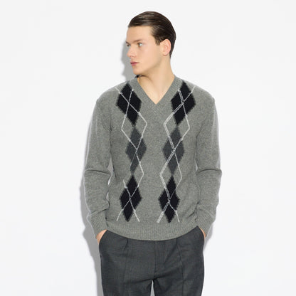 Maglia Pullover Motivo Argyle Grigio Maglia Pullover Paolo Pecora