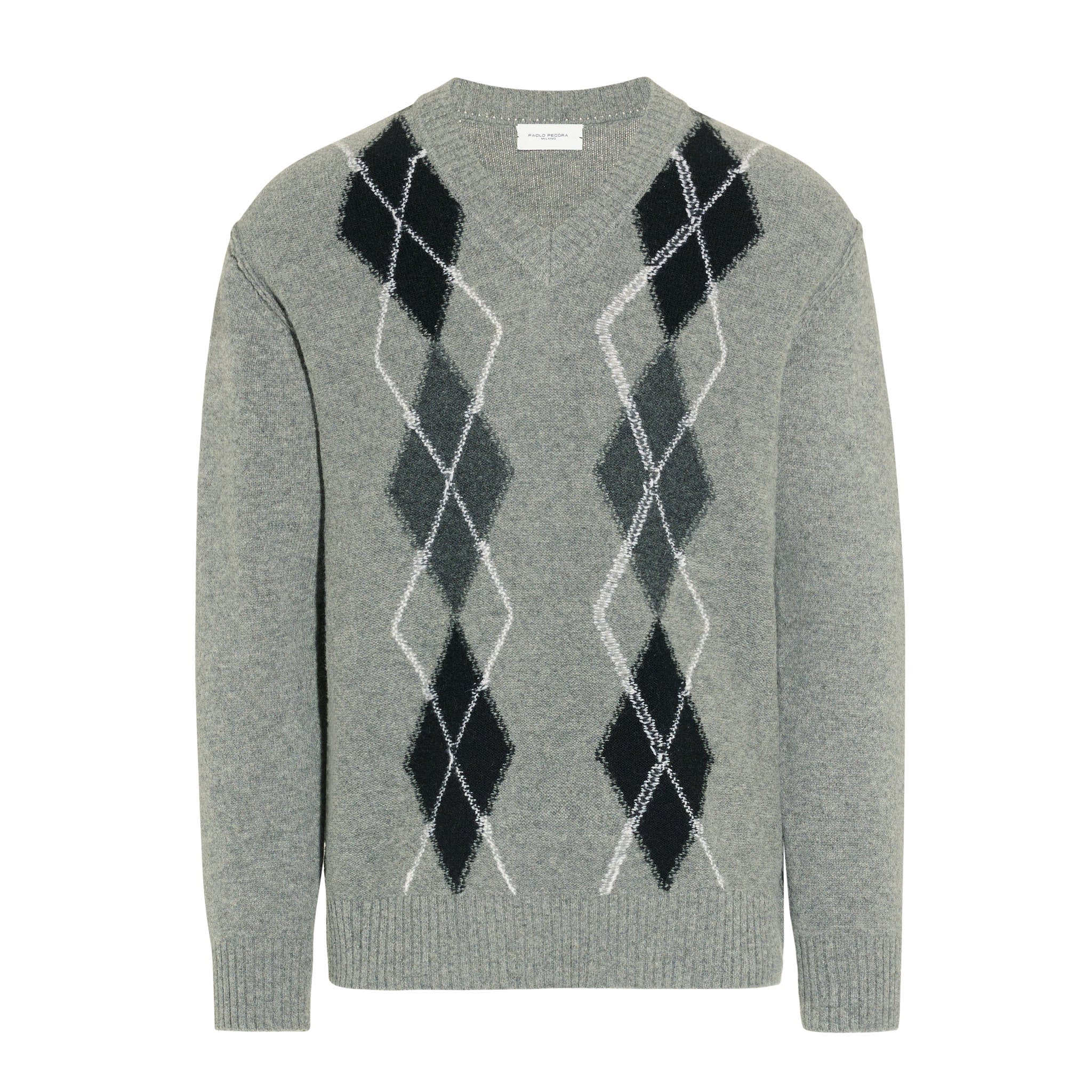 Maglia Pullover Motivo Argyle Grigio Maglia Pullover Paolo Pecora