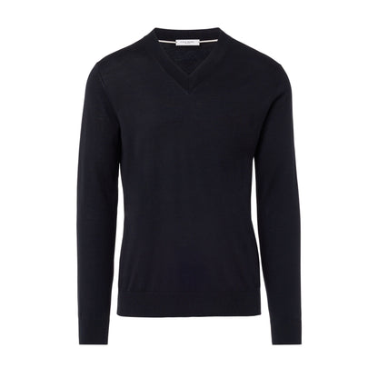 Maglia Pullover V-Neck in Seta Cotone Extrafine Nero Maglia Pullover Paolo Pecora