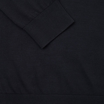 Maglia Pullover V-Neck in Seta Cotone Extrafine Nero Maglia Pullover Paolo Pecora